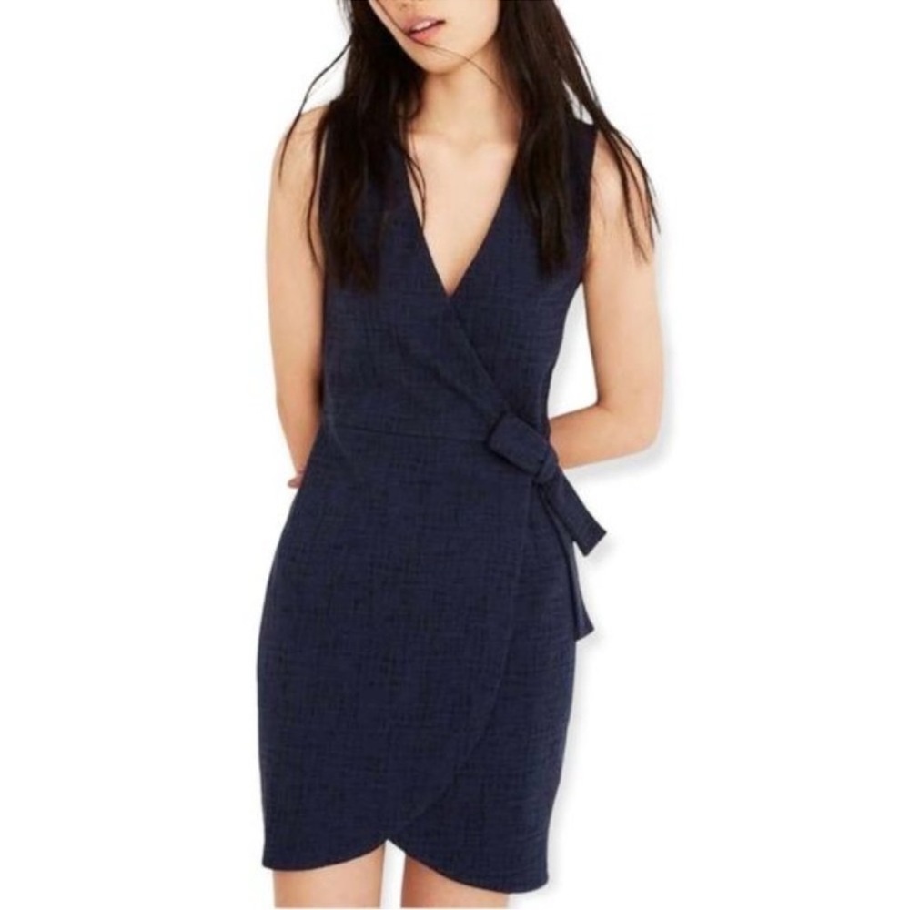 NWT Madewell texture & thread Navy Sleeveless wrap v neck Dress sz XS